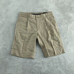 Banana Republic Emerson Mens Short 33 Beige Striped Linen Blend Casual   5007